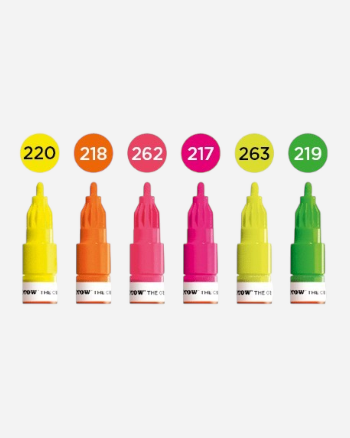 Astrofat set of six Molotow One4All 2mm neon acrylic markers with round tips in vibrant assorted colours