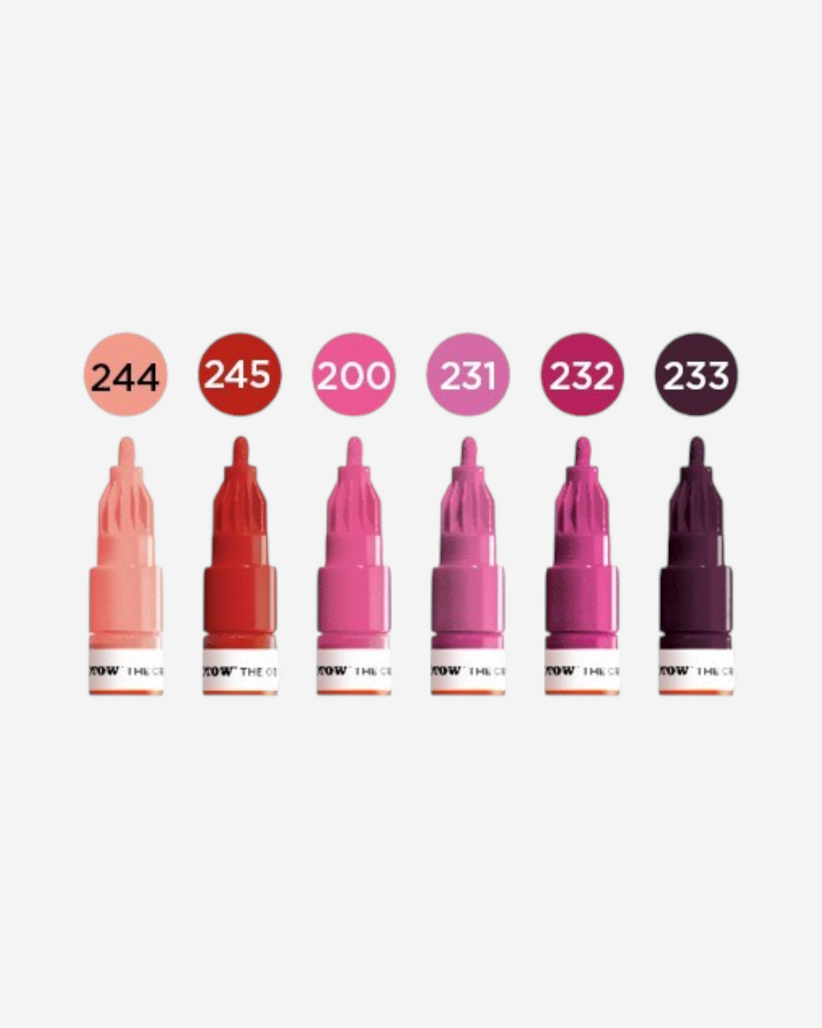Astrofat Molotow One4All 2mm acrylic marker set in six shades of pink and red with round tips