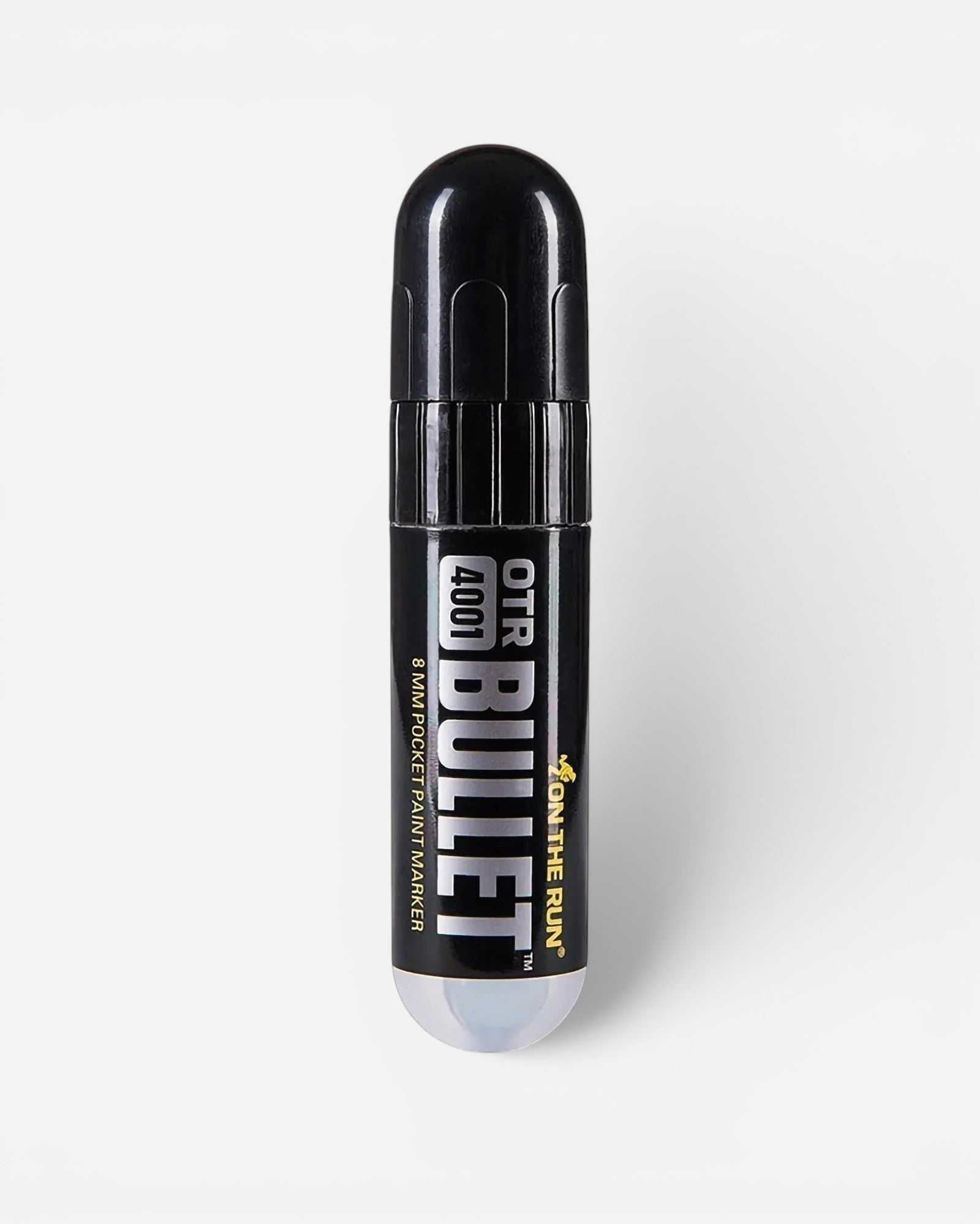 Astrofat OTR.4001 Bullet marker with 8mm round tip, black alcohol-based paint, refillable, permanent, and weather-resistant.